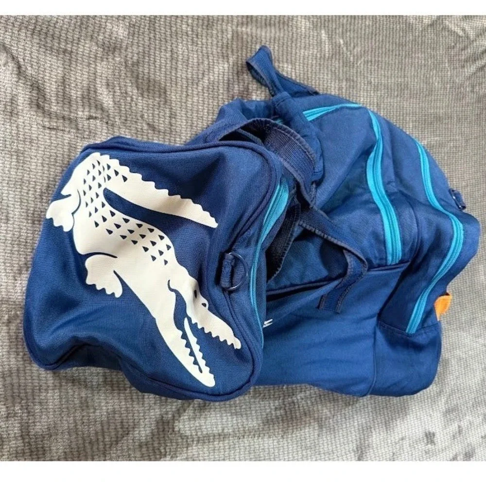 Lacoste Parfums Navy Blue Duffel Bag Travel Gym Weekend Canvas Logo Large‎